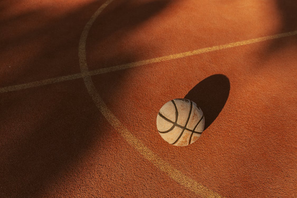 a basketball on a court